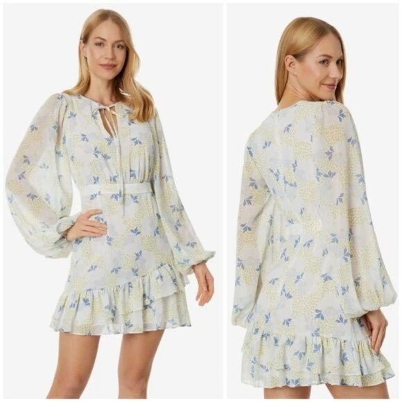 New Ted Baker Suziiee Waisted Asymmetric Ruffles Mini Dress Size Ted 2 / US 4 -6 - Picture 1 of 15